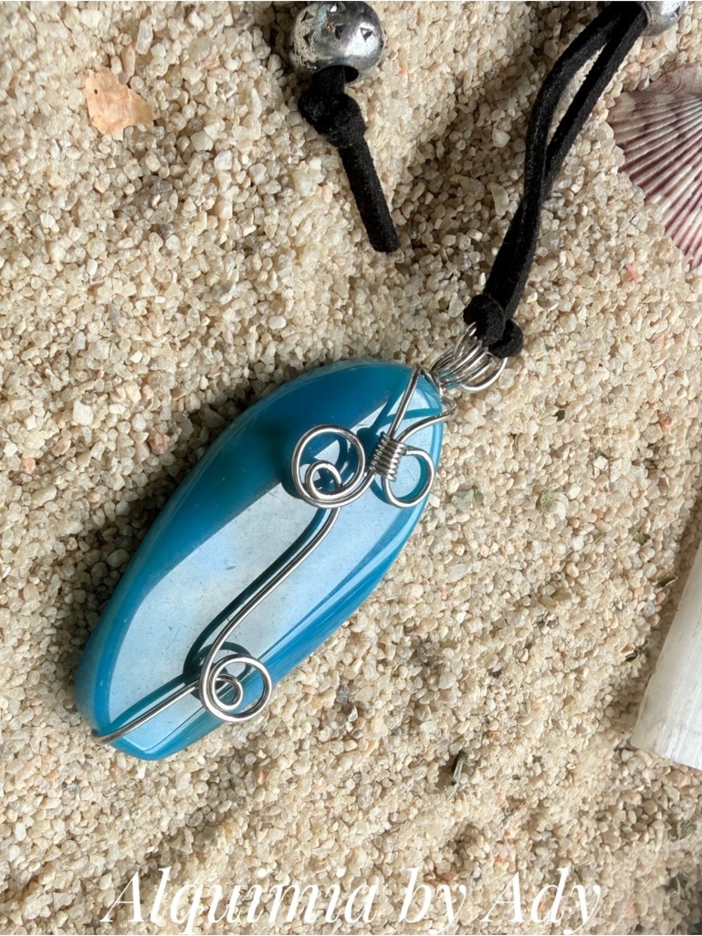 BLACK CORD BIG PENDANT NECKLACE + TURQUOISE SCULPTURAL